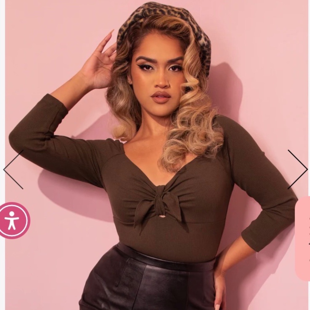 NWT Vixen by Micheline Pitt - “Tie Me Up” Top in Olive